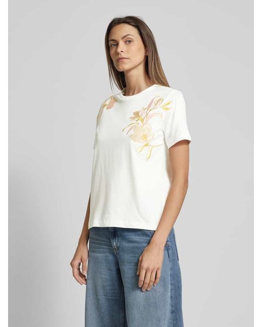Gant White T-Shirt mit floralen Stitchings