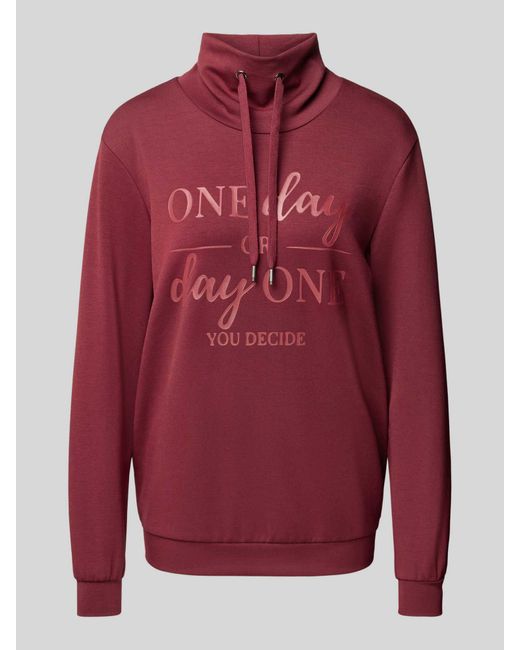 Soya Concept Sweatshirt Met Opstaande Kraag En Tunnelkoord, Model 'Banu' in het Red