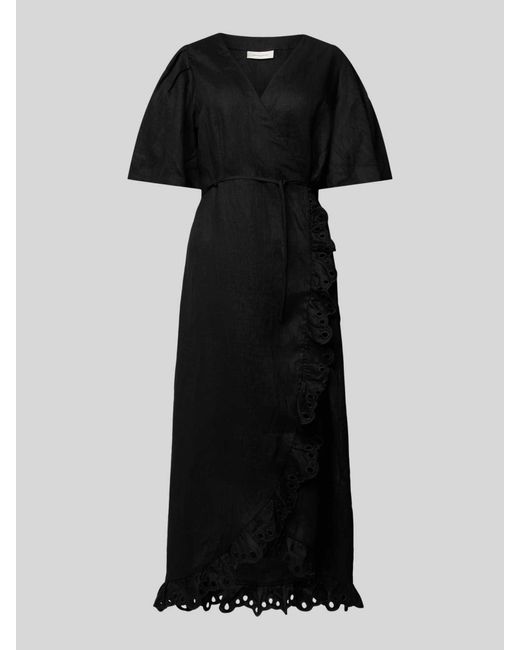 Copenhagen Muse Black Leinenkleid mit Spitzenbesatz Modell 'NATULI'