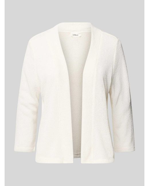 S.oliver Relaxed Fit Cardigan Van Bouclé in het White