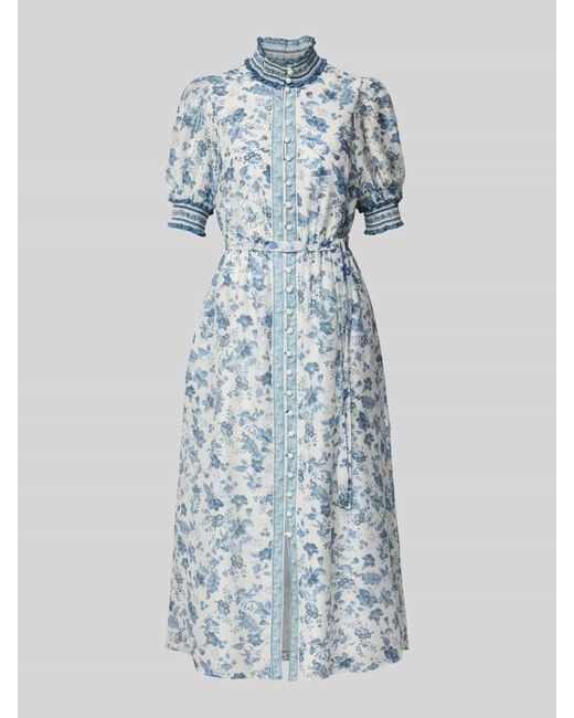 Forever New Blue Tailliertes Abendkleid aus Lyocell-Mix mit Leinen-Anteil Modell 'Rochelle'