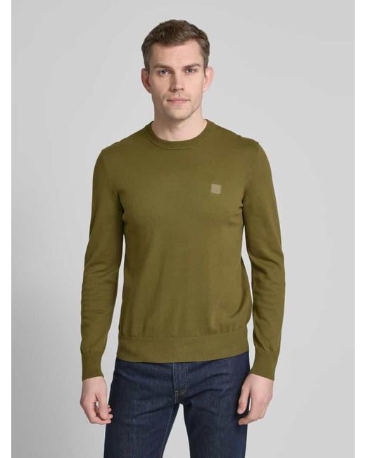 Boss Strickpullover mit Label-Detail Modell 'Kanovano' in Green für Herren