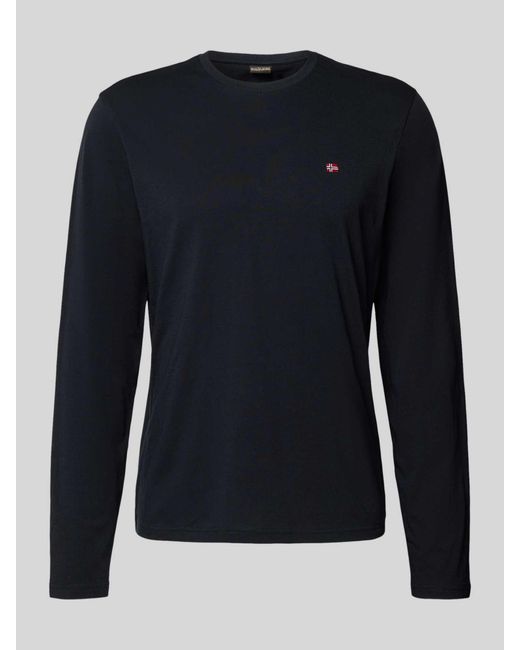 Napapijri Shirt Met Lange Mouwen En Logostitching, Model 'Salis' in het Blue voor heren