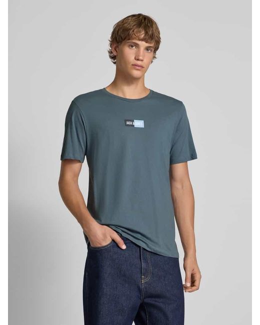 Jack & Jones T-Shirt mit Label-Print und Rundhalsausschnitt in Blue für Herren