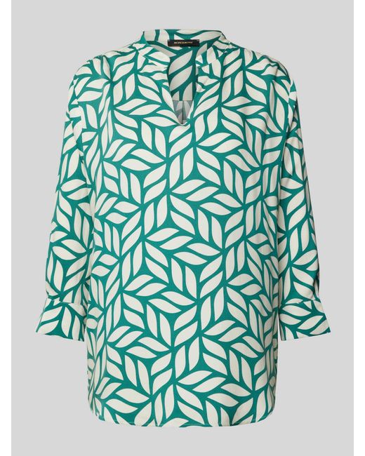 MORE&MORE Green Bluse aus Viskose mit Allover-Muster und 3/4-Arm