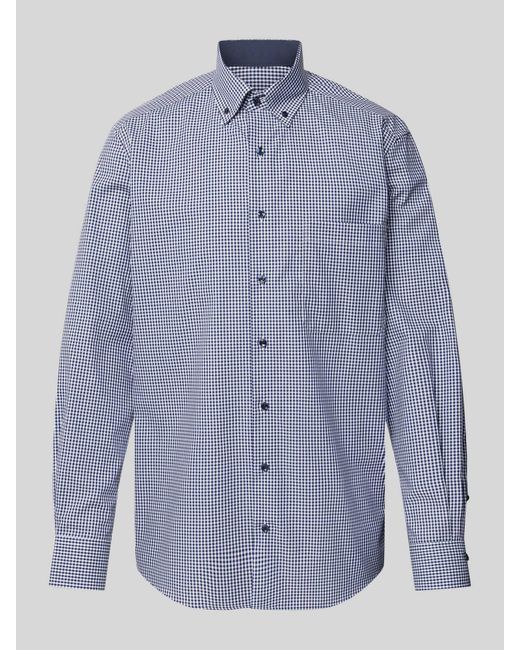 Eterna Comfort Fit Zakelijk Overhemd Met Button-downkraag in het Blue voor heren