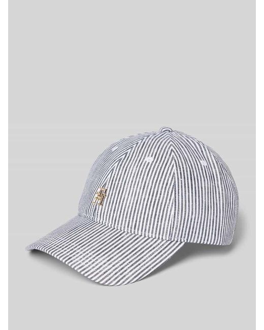 Tommy Hilfiger White Basecap Aus Reinem Leinen Mit Logo-Applikation