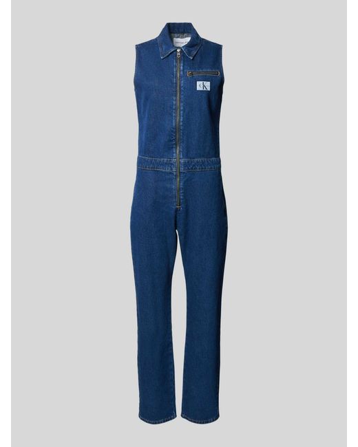Calvin Klein Jumpsuit Met Platte Kraag in het Blue