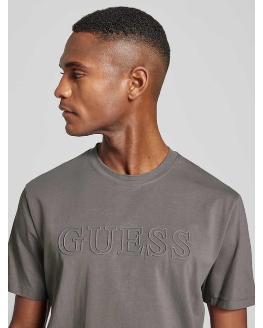 Guess T-Shirt Mit Label-Print Modell 'Alphy' in Gray für Herren