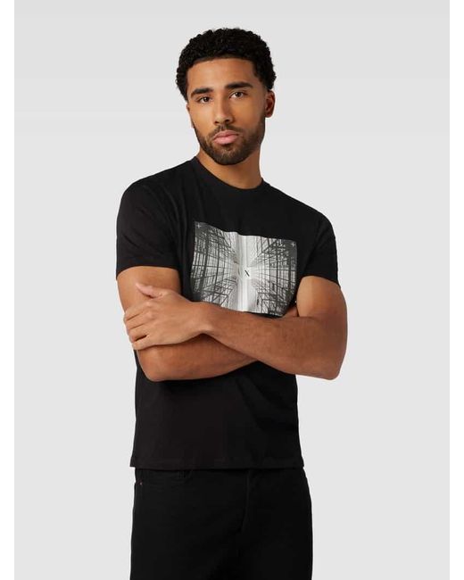 Armani Exchange T-Shirt mit Label-Motiv-Print in Black für Herren