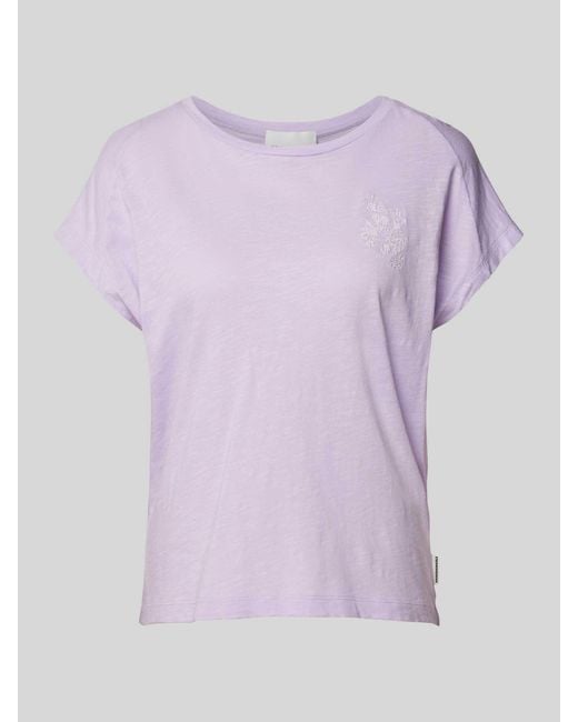 ARMEDANGELS T-shirt Met Bloemenstitching in het Purple