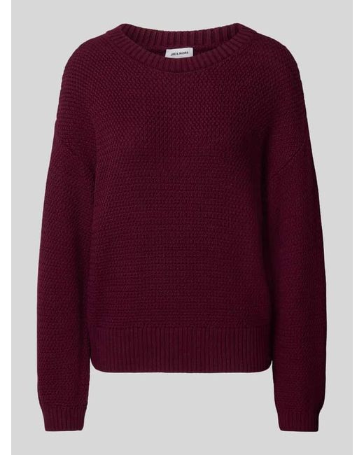 MORE&MORE Purple Relaxed Fit Pullover in Strick-Optik mit überzogenen Schultern