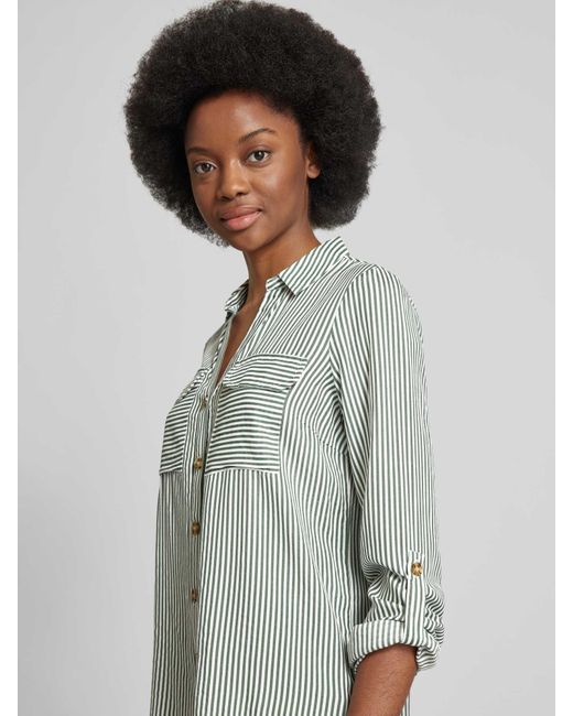 Vero Moda Overhemdblouse Met Opgestikte Paspelzakken Op De Borst, Model 'Bumpy' in het Gray