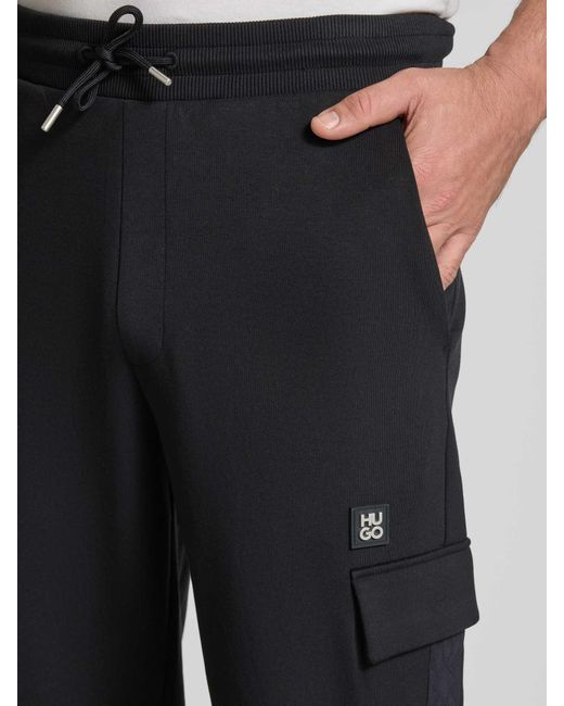 HUGO Regular Fit Sweatpants Van Katoenmix, Model 'Danovopan' in het Black voor heren