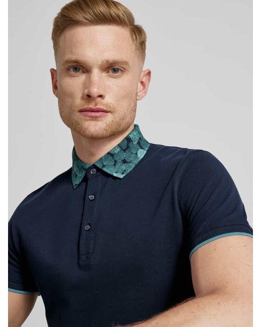 S.oliver Slim Fit Poloshirt mit Kontraststreifen Modell 'Coral' in Blue für Herren