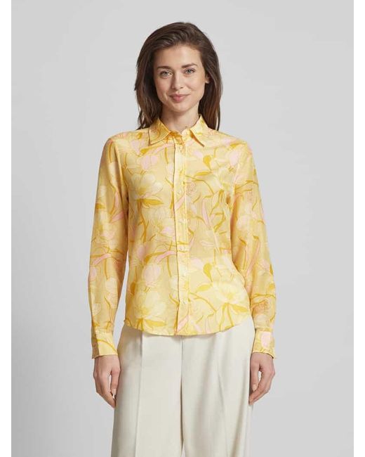 Gant Yellow Regular Fit Hemdbluse mit Allover-Muster Modell 'MAGNOLIA'