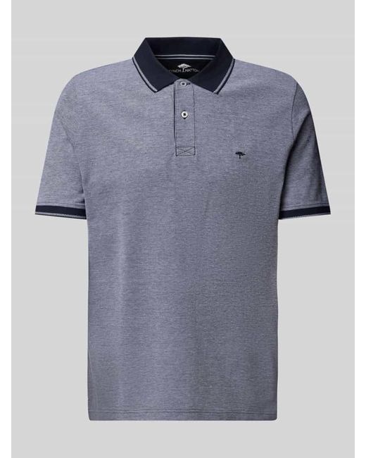Fynch-Hatton Poloshirt mit Label-Stitching in Blue für Herren