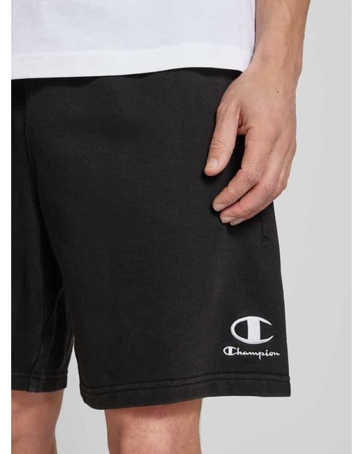 Champion Regular Fit Bermudas mit Label-Stitching in Black für Herren