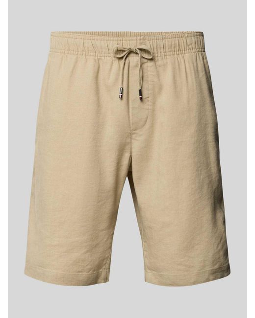 Tommy Hilfiger Korte Relaxed Fit Broek Van Linnenmix in het Natural voor heren