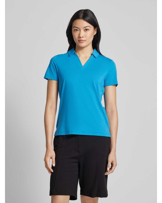 comma casual identity Blue T-Shirt mit Umlegekragen