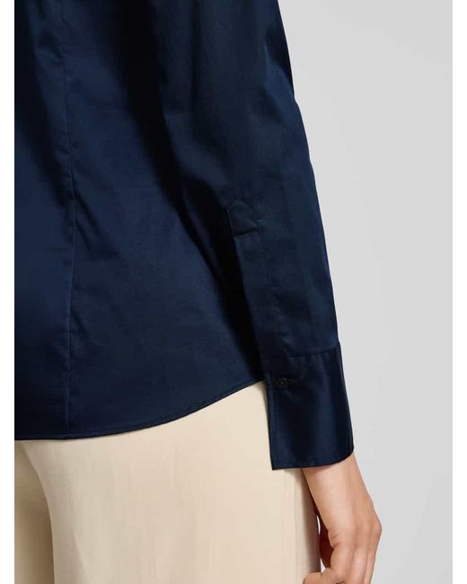 Eterna Blue Hemdbluse mit Kelchkragen Modell 'Ruby'