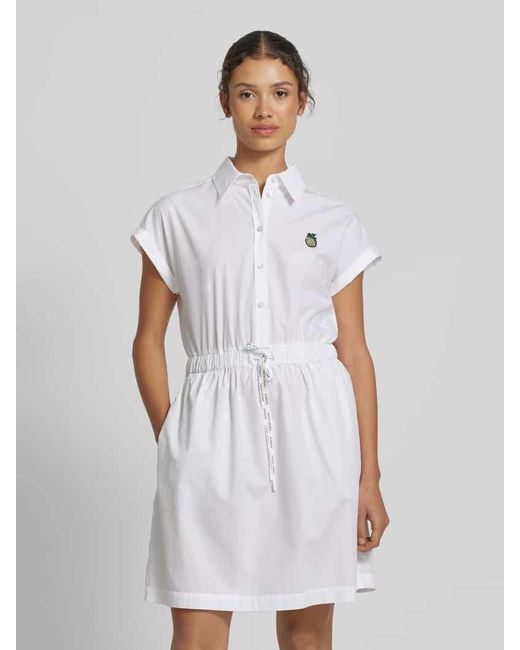 Marc Cain White Knielanges Hemdblusenkleid mit Knopfleiste
