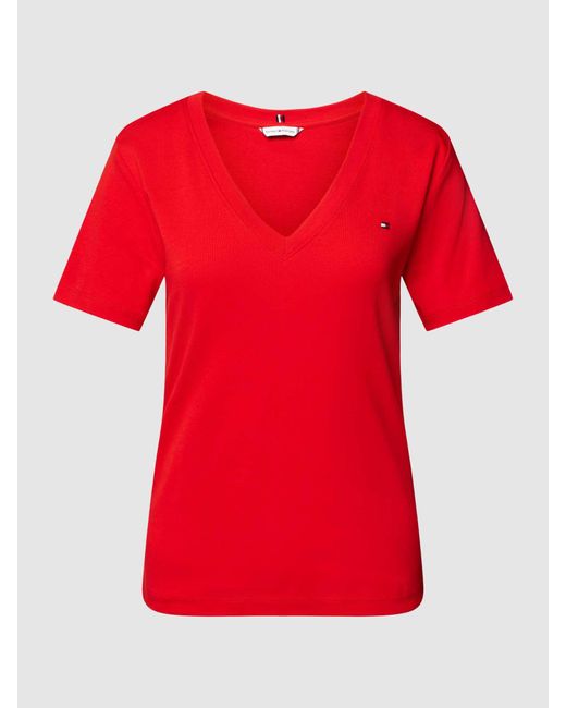 Tommy Hilfiger Red T-Shirt mit V-Ausschnitt Modell 'CODY'