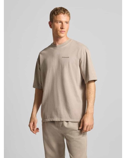 PEGADOR Oversized T-Shirt mit Label-Stitching in Natural für Herren