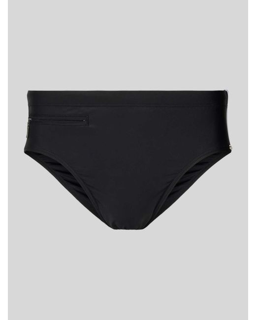 Schiesser Slim Fit Zwembroek Met Ritszak in het Black voor heren