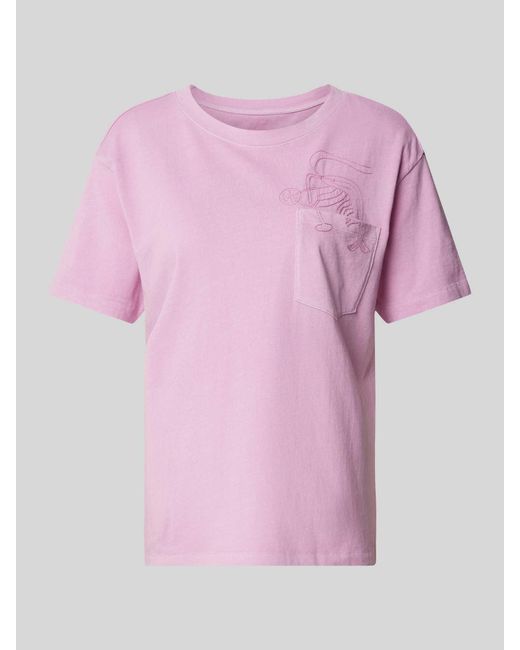 Jake*s T-shirt Met Motiefstitching in het Pink