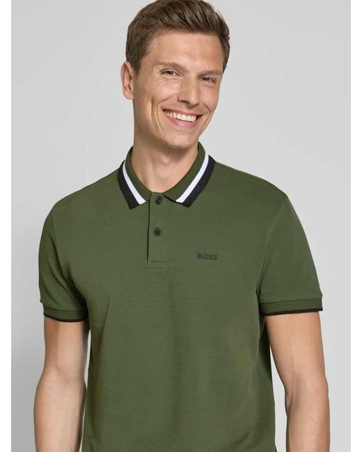 Boss Regular Fit Poloshirt mit Label-Print Modell 'Paddy' in Green für Herren