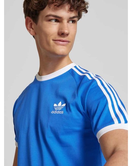 Adidas Originals T-Shirt mit Label-Stitching Modell '3-STRIPES' in Blue für Herren