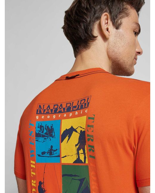 Napapijri T-shirt Met Ronde Hals in het Orange voor heren