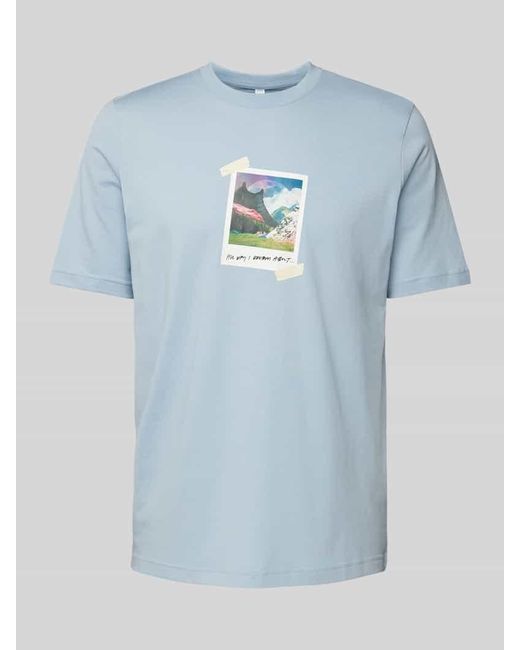 Adidas T-Shirt mit Motiv-Print in Blue für Herren