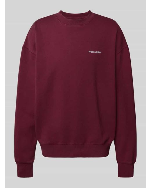PEGADOR Oversized Sweatshirt mit Logo-Stitching und Rundhalsausschnitt in Red für Herren