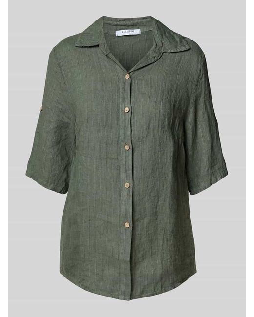 ZABAIONE Green Regular Fit Leinenbluse mit 1/2-Arm