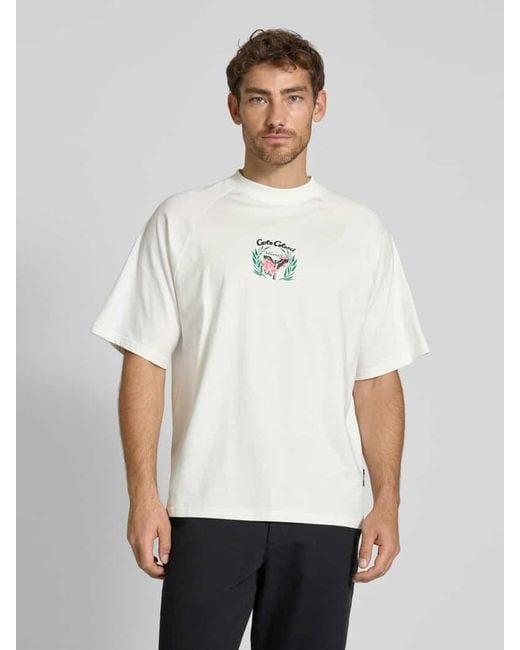 carlo colucci Oversized T-Shirt mit Label-Print in White für Herren