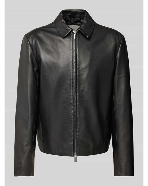 Calvin Klein Lederjacke Mit Zweiwege-Reißverschluss in Black für Herren