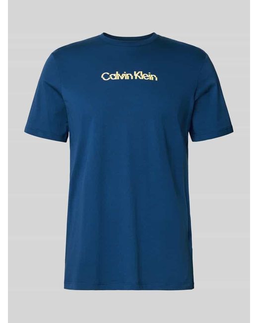 Calvin Klein Regular Fit T-Shirt mit Logo-Print Modell 'Class' in Blue für Herren