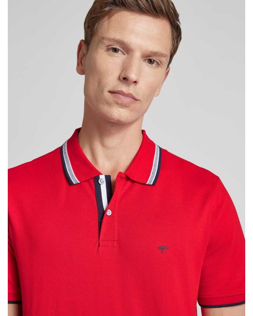 Fynch-Hatton Regular Fit Poloshirt mit Kontraststreifen in Red für Herren