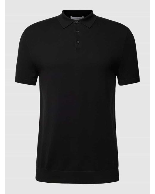 SELECTED Poloshirt mit kurzer Knopfleiste Modell 'BERG' in Black für Herren