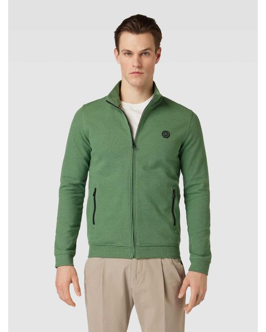 Lerros Sweatjacke mit Reißverschlusstaschen im unifarbenen Design in Green für Herren