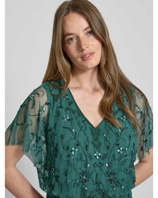 Christian Berg Cocktail Green Abendkleid mit V-Ausschnitt