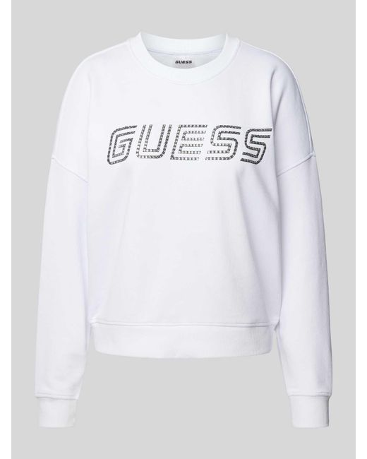 Guess Gray Sweatshirt mit überschnittenen Schultern und Label-Print
