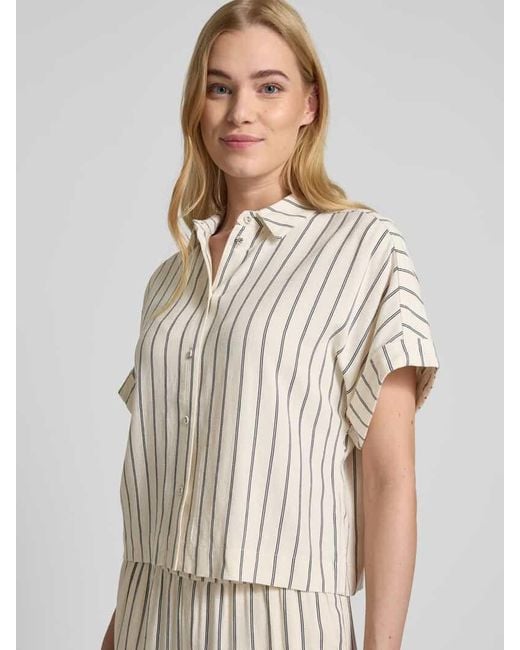 SELECTED Natural Cropped Bluse aus Viskose-Leinen-Mix Modell 'VIVA'