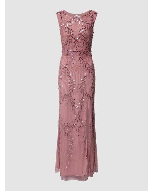 LACE & BEADS Pink Abendkleid mit Paillettenbesatz
