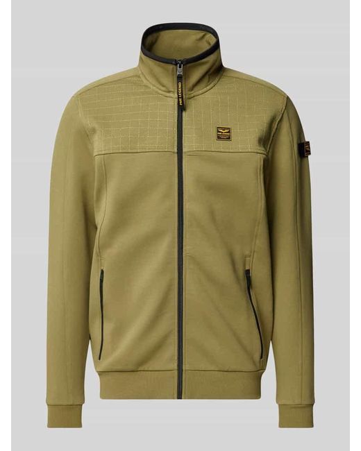 PME LEGEND Sweatjacke mit Label-Badges Modell 'spacer look' in Green für Herren