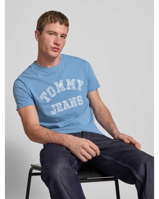 Tommy Hilfiger Regular Fit T-shirt Van Puur Katoen Met Labelprint Met Motief in het Blue voor heren