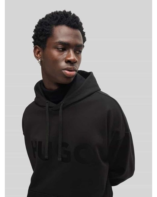 HUGO Oversized Hoodie aus reiner Baumwolle Modell 'DITCHLE' in Black für Herren