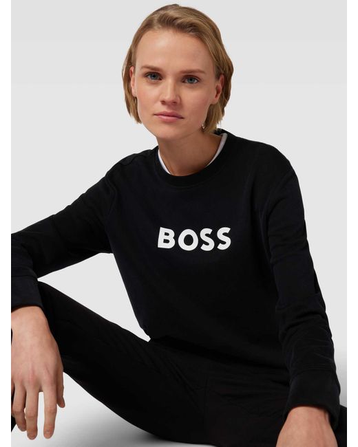 Boss Sweatshirt Met Labelprint in het Black voor heren
